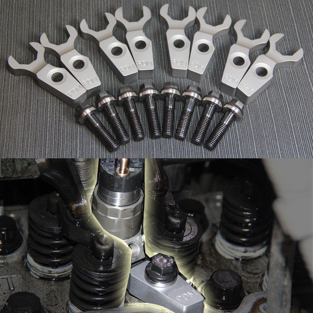 2004.5-2010 Duramax Billet Injector Hold Downs w/ ARP Bolts (PDM-08382) official supplier product photo