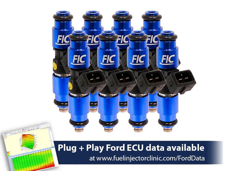 1200cc (110 lbs/hr at 43.5 PSI fuel pressure) FIC Fuel Injector Clinic Injector Set for Mustang GT (2005+)/GT350 (2015-2016)/ Boss 302 (2012-2013)/Cobra (1999-2004)(High-Z) (is403-1200h) official supplier product photo