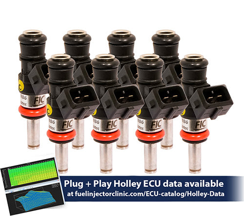 1200cc (130 lbs/hr at OE 58 PSI fuel pressure) FIC Fuel Injector Clinic Injector Set for Holley GM composite intakes (High-Z) (ish03-1200h) official supplier product photo