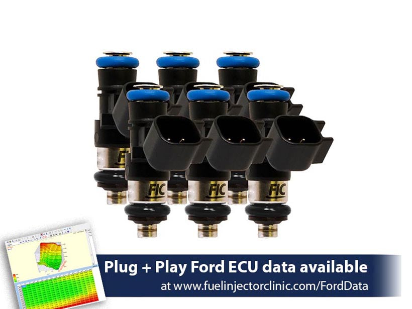1200cc-D (110 lbs/hr at 43.5 PSI fuel pressure) FIC Fuel Injector Clinic Injector Set for Ford Mustang V6 (2011-2017) (is461-1200h-d) official supplier product photo