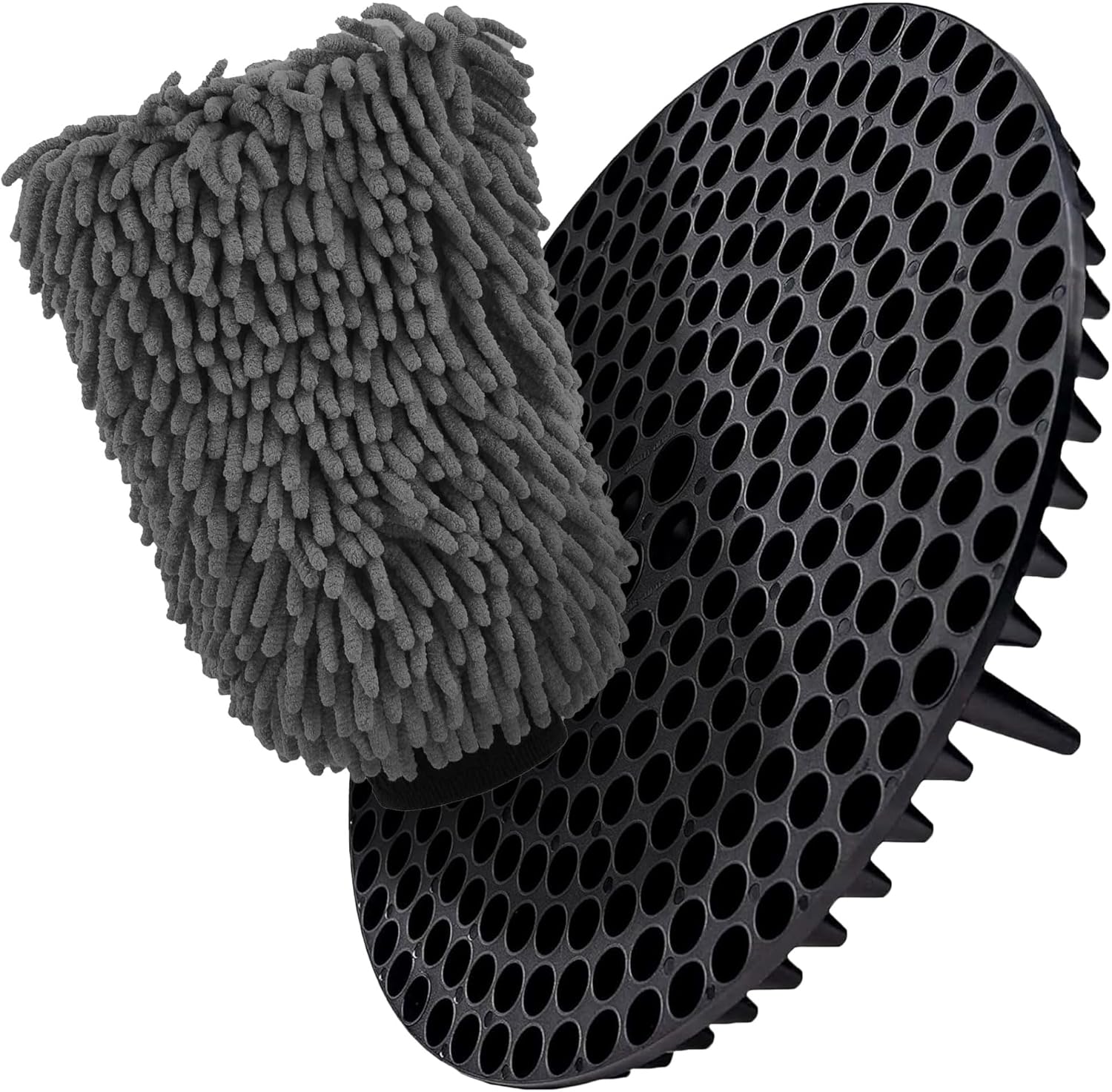 WASH&WHIPS Chenille Premium Scratch-Free Microfiber Lint-Free Blue Wash Mitt 8" x 10"in & Black Pitstop Particle Interceptor official supplier product photo