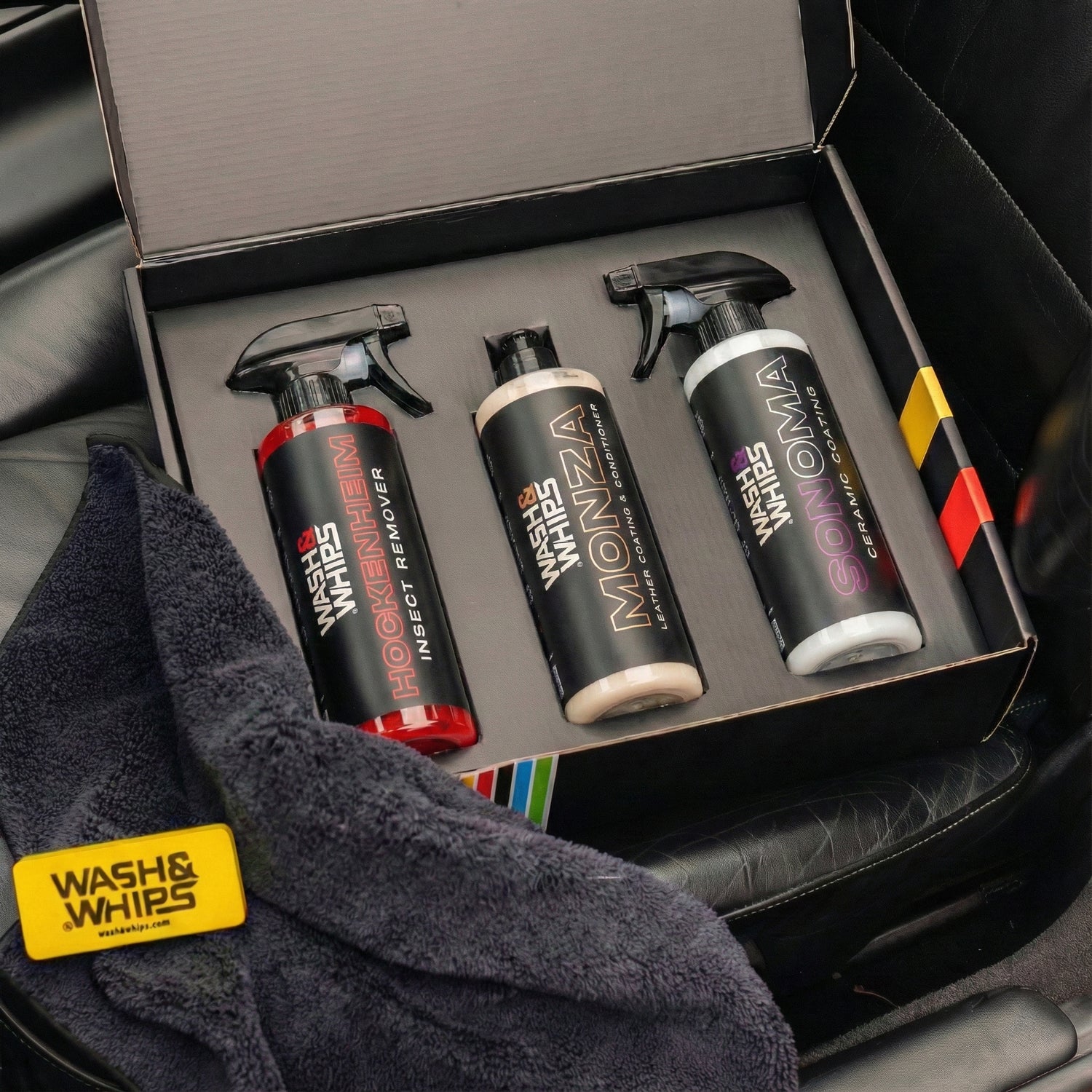 WASH&WHIPS MotoPro Motorcycle Detailing Kit - Bug Remover, Leather Care, Ceramic Spray official supplier product photo