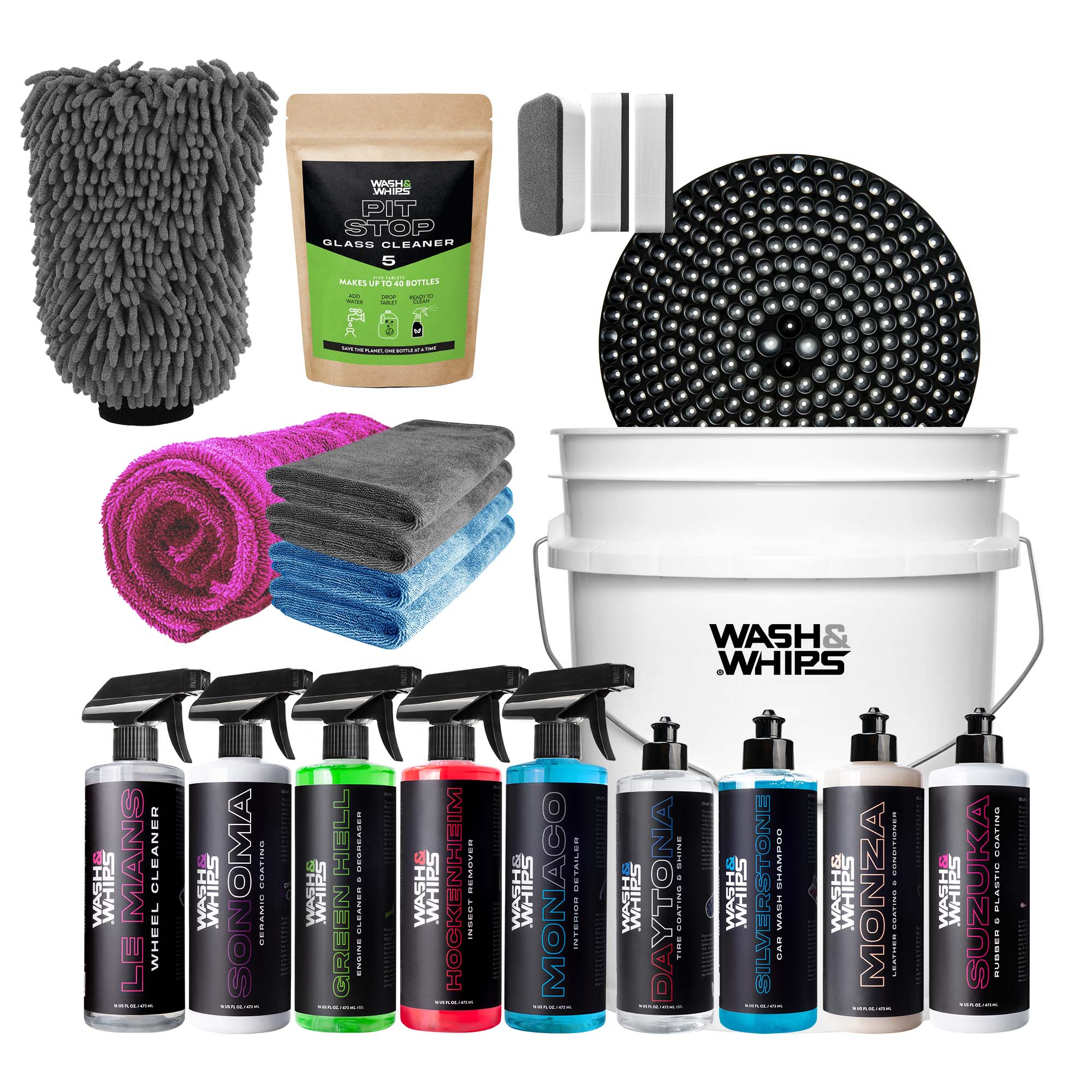 WASH&WHIPS Quick Detailing Pro Kit for Auto Detailing - 16-Piece Complete Car Care Set official supplier product photo